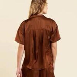 Nuuds Satin Limited Edition Heart Pajama set in Chocolate Brown